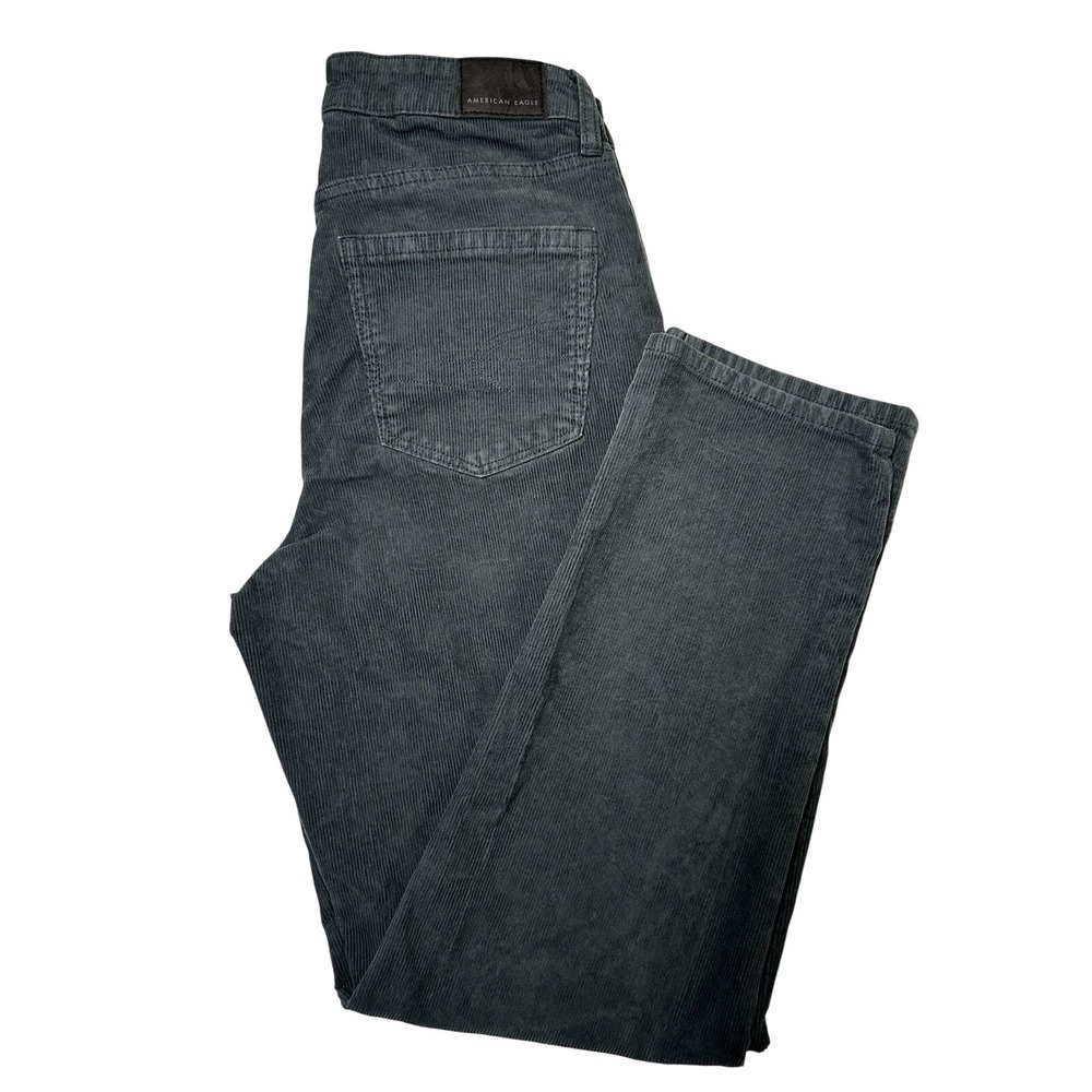 American Eagle Mom Straight Jean Corduroy Pants Green Gray Womens Size 4 Regular